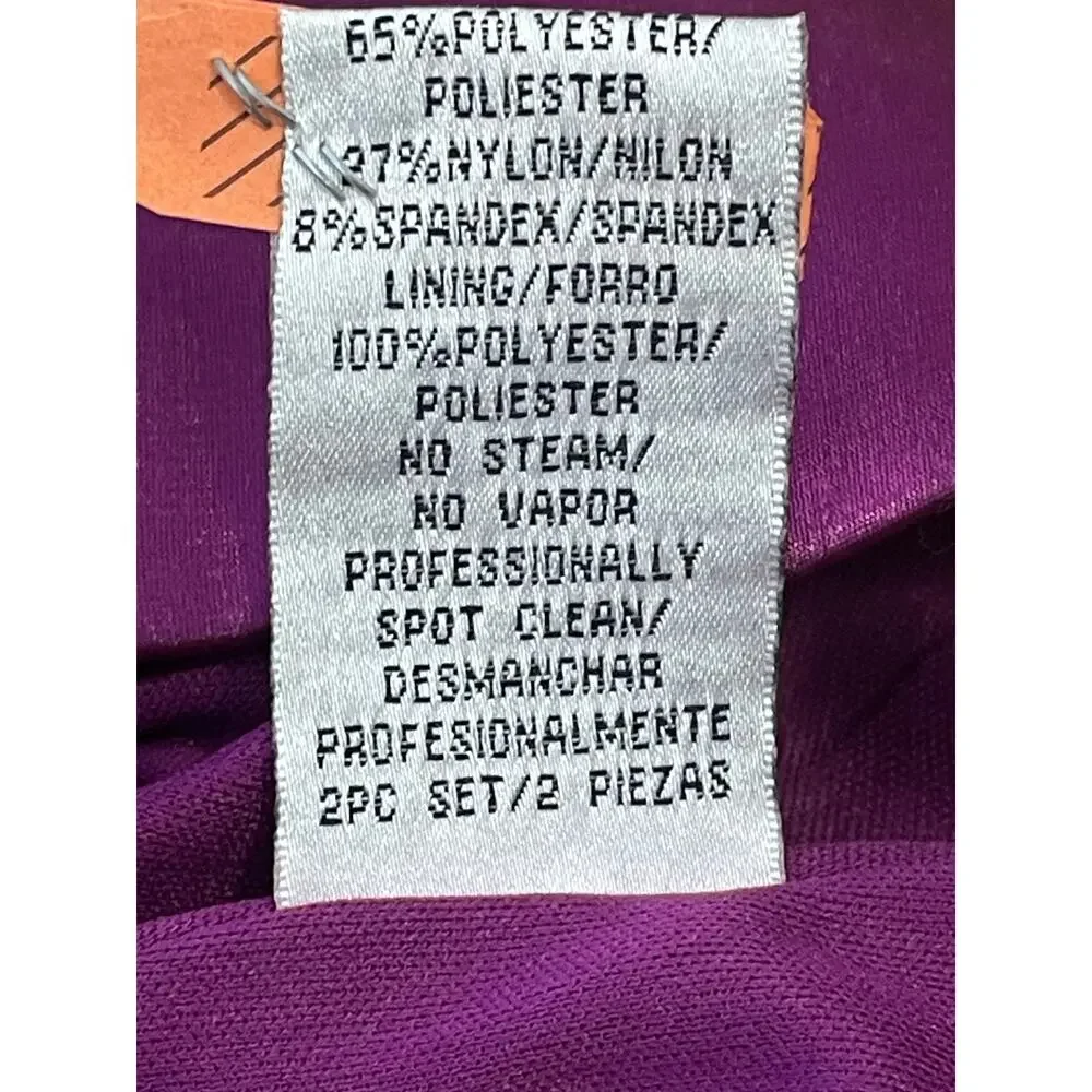JR Nites Carol Lin 2 Piece Jacket Tank Size 22W Purple Satin Formal Church
